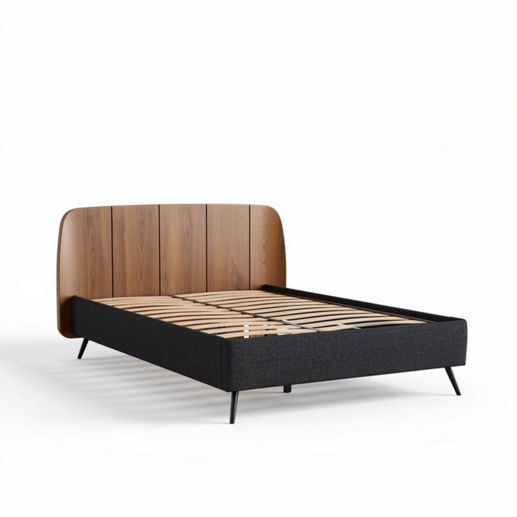 Bed van hout en stof voor slaapkamer - 200 x 160 x 90cm